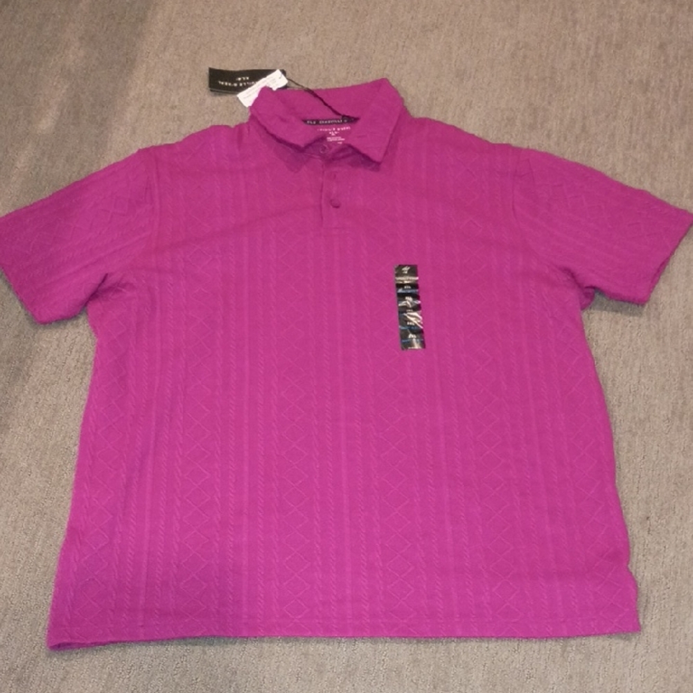 NWT Shaquille O'Neil Vibrant Magenta Polo Shirt XXL